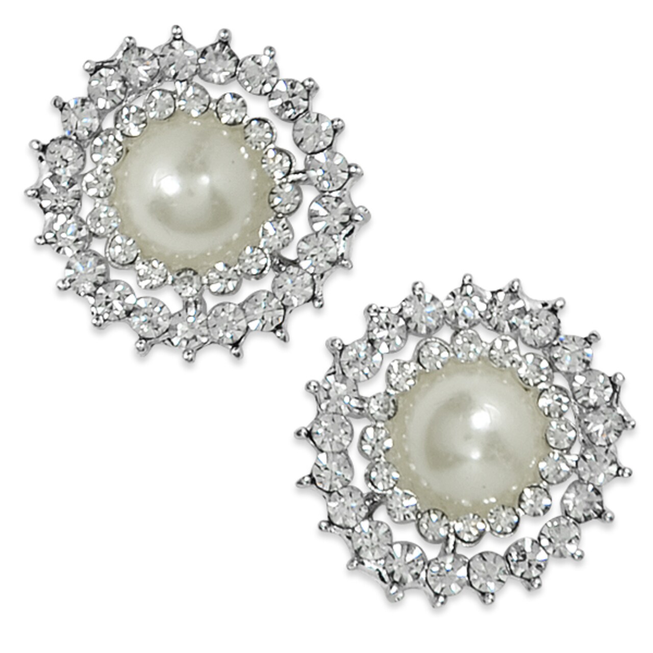 23mm Glass Rhinestone Buttons with Faux Pearl Pk/2